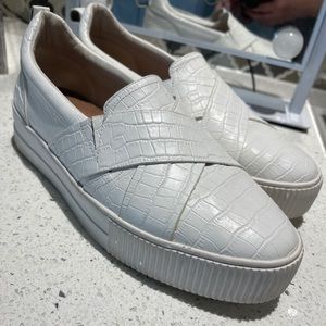 Halogen Blakey white snakeskin slip on sneaker